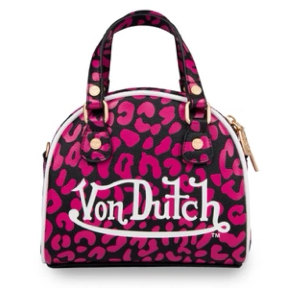 Von Dutch Hot Pink Cheetah Bowling Bag